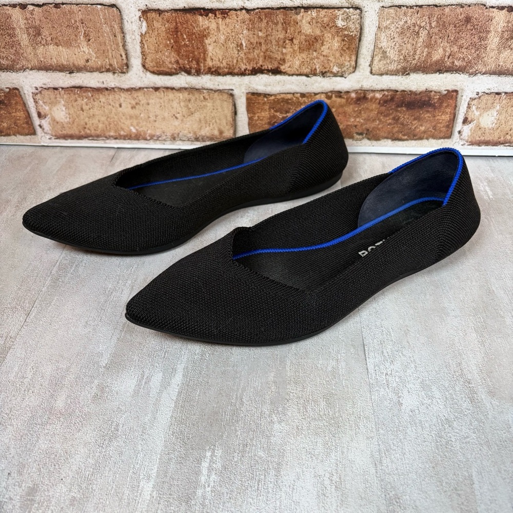 Rothy's - The Point - Black Knit Pointed Toe Flats Size W9.5